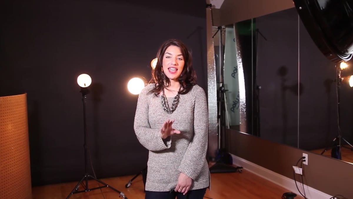 Strobes positioned behind model facing camera