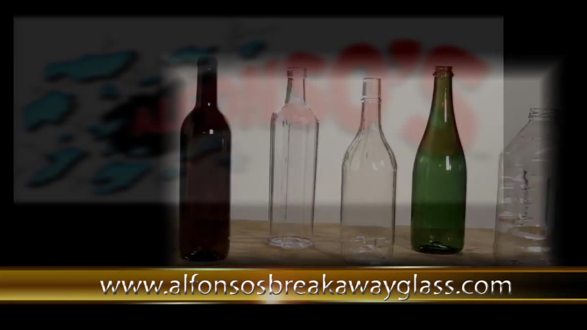 Acrylic breakaway bottles and figurines on display