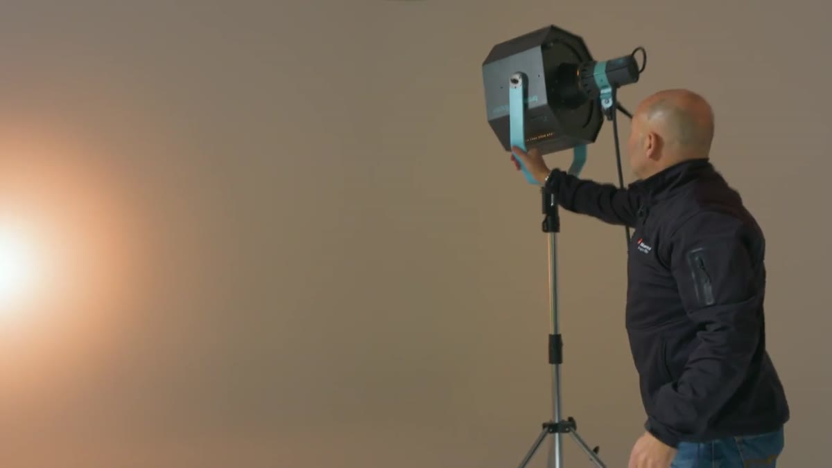Standard lamp head with frosted dome fitted into fresnel housing