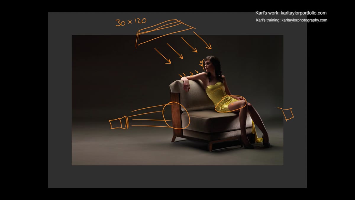 Low stand with barn doors catching light on the floor and lower leg