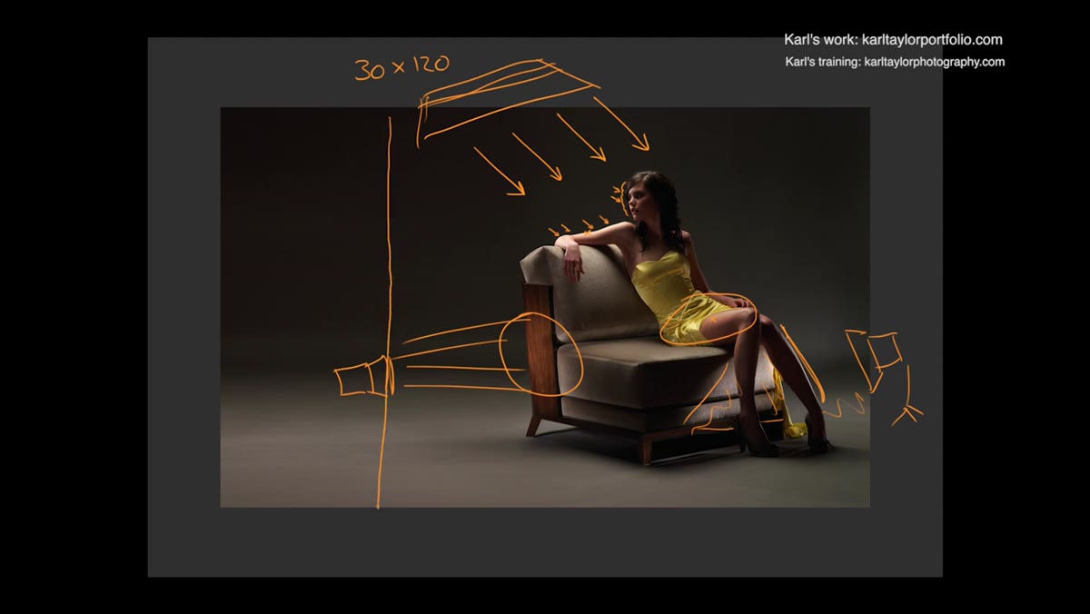 Karl indicating where the image was extended for advertising copy
