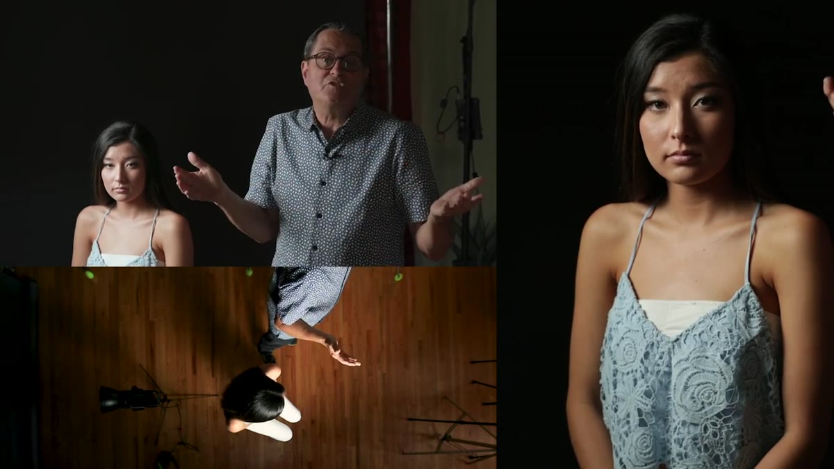 Single key light casting shadows on subject&rsquo;s face