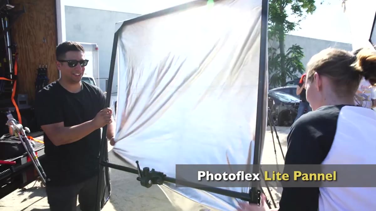Photoflex Light Panel with hard white cover used as fill reflector