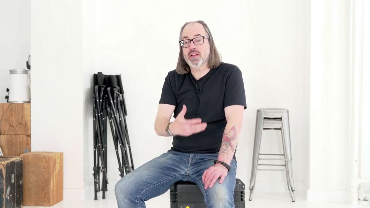 Daniel Norton speaking to camera about covering imperfections