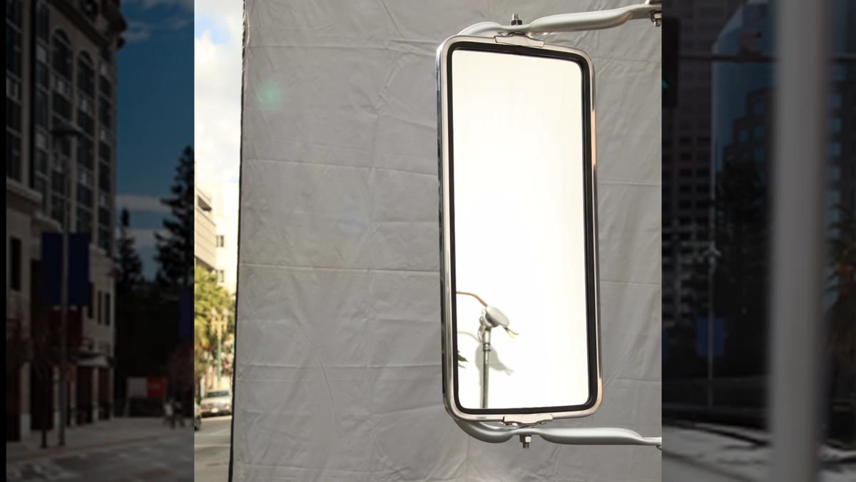 Chrome mirror shot against white background for easy masking