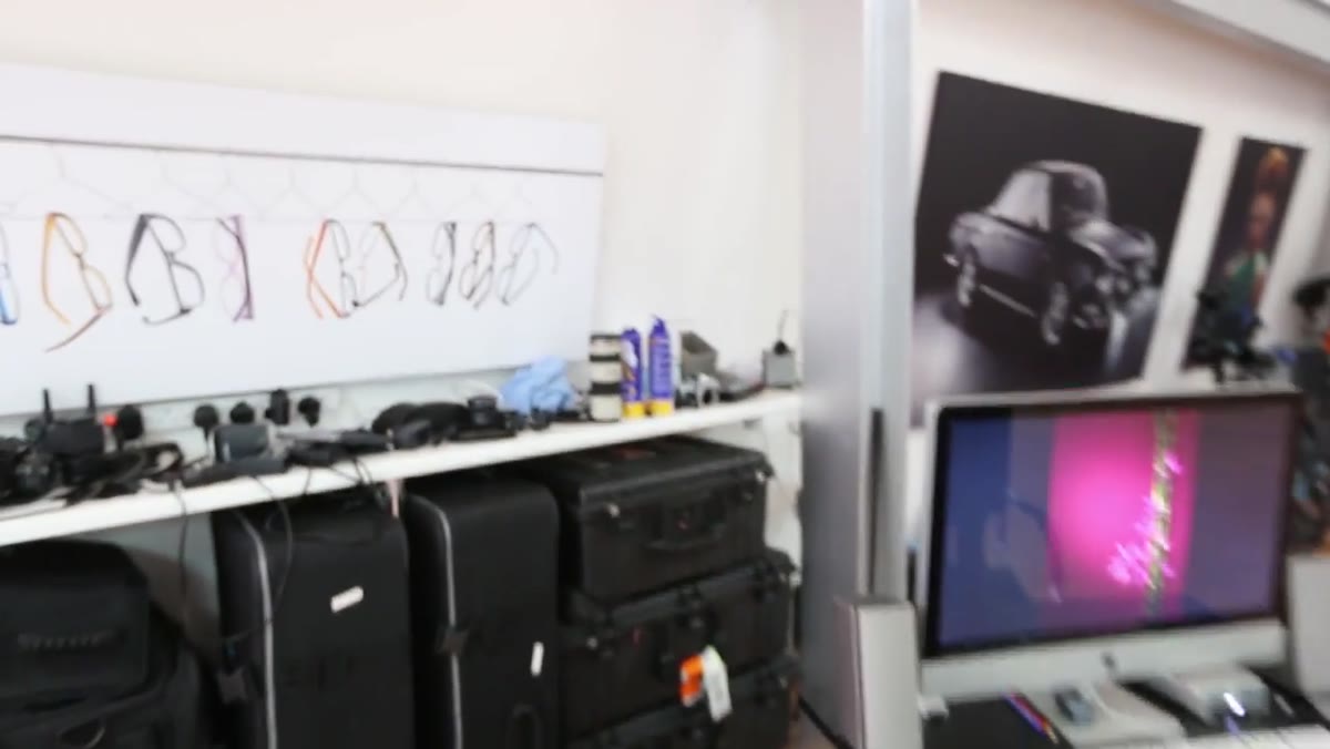 Workstation setup positioned adjacent to the studio shooting area