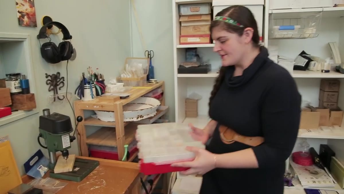 Alexa shows gem specimen boxes inherited from her grandfather and great-grandfather