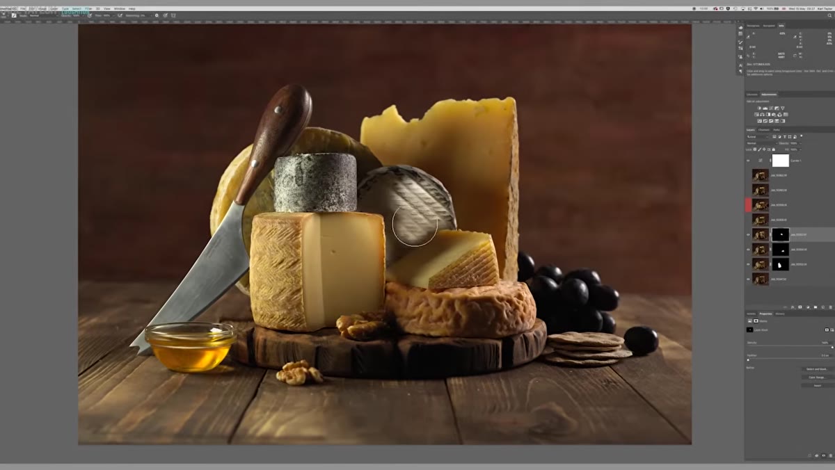Photoshop workflow for food image color and contrast adjustments
