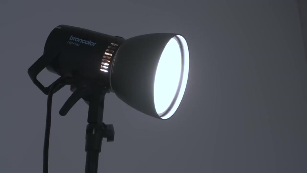 LED continuous light positioned to the side aimed at hair and background