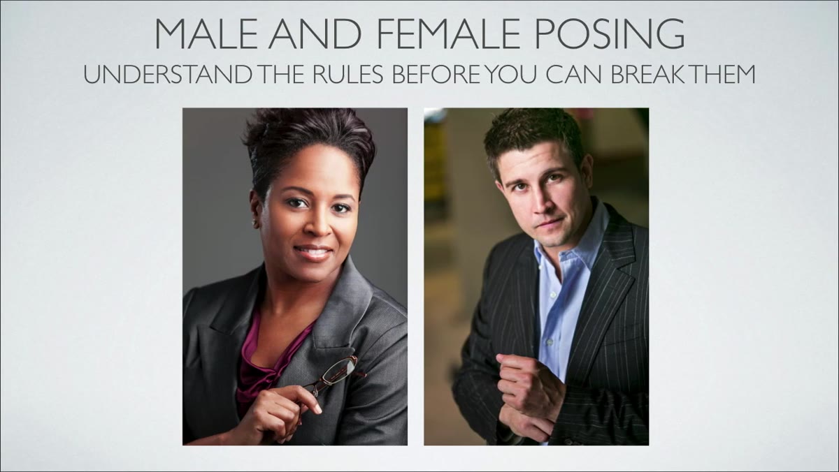 Instructor discussing gender-based posing distinctions and exceptions