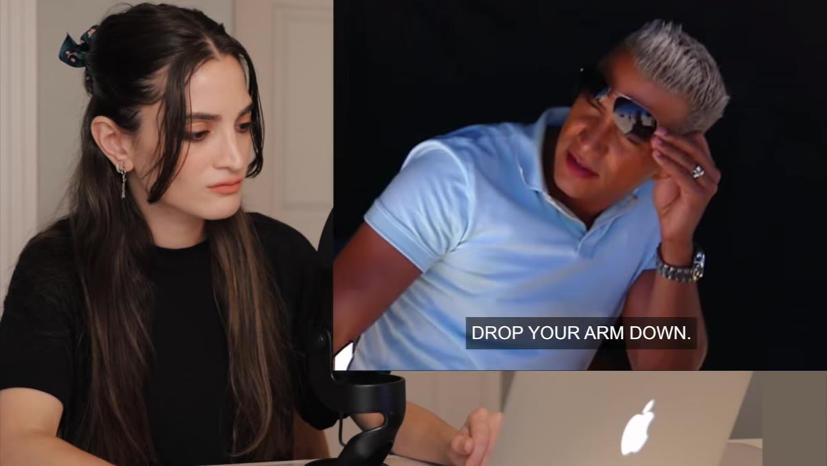 Photographer calling out arm adjustments during the live shoot