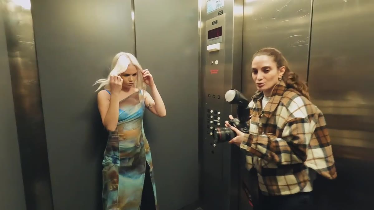 Kobeissi setting up a long exposure attempt in the elevator