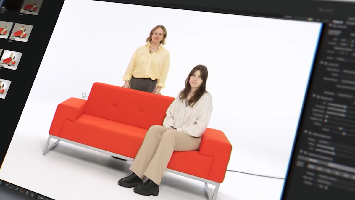 Before and after comparison showing background light addition