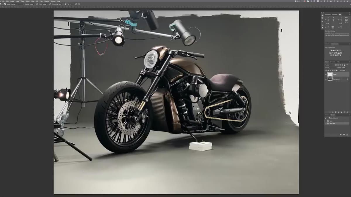 Retouching studio lights out of background in post-production